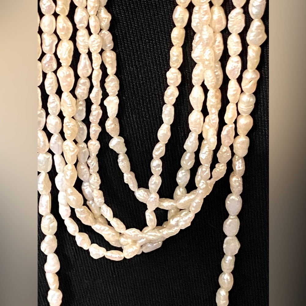 Ivory White Rice Pearls! 6 Long Strands, Genuine 5 25”, 1 36” Perfect Condition! - Picture 2 of 11
